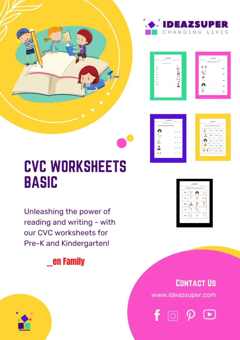 CVC -an word family worksheets for preschoolers – printable phonics activity