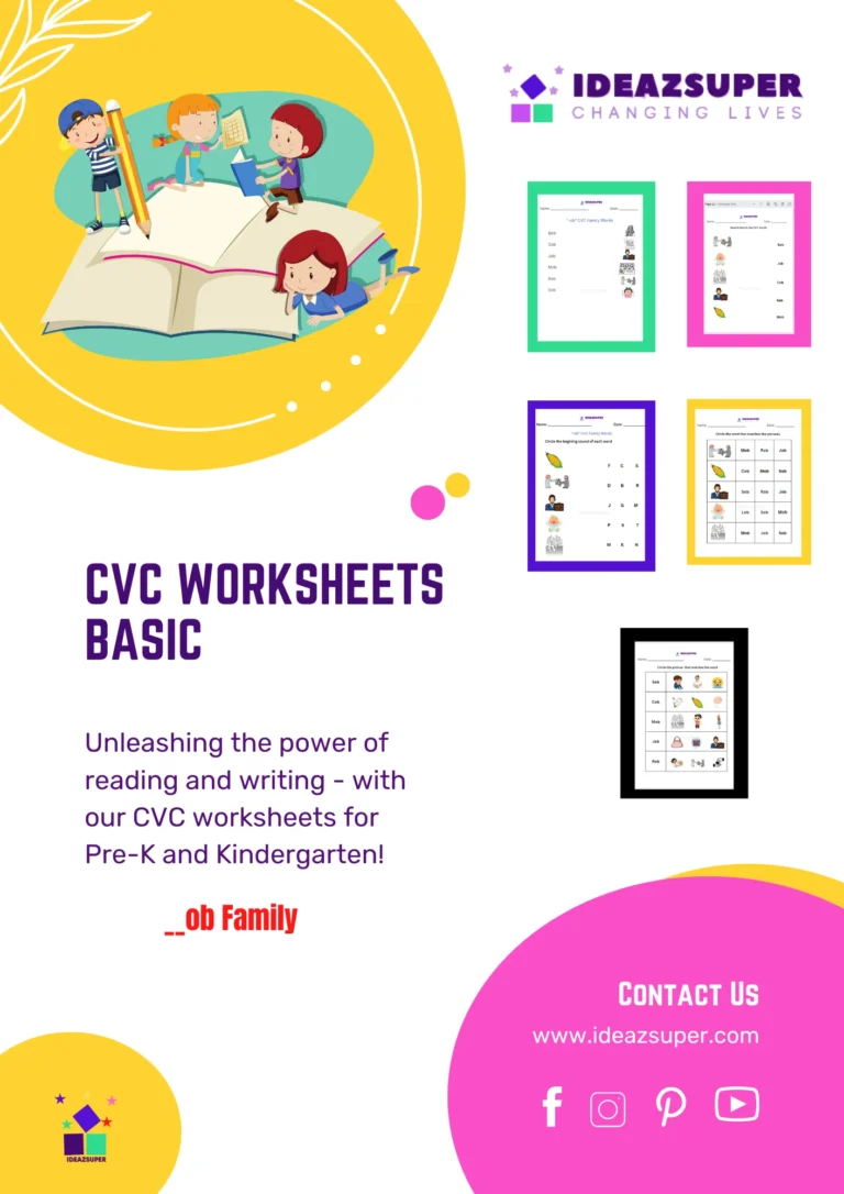 Read & Match CVC Activities for Preschoolers – No Writing Phonics Worksheets | IdeazSuper