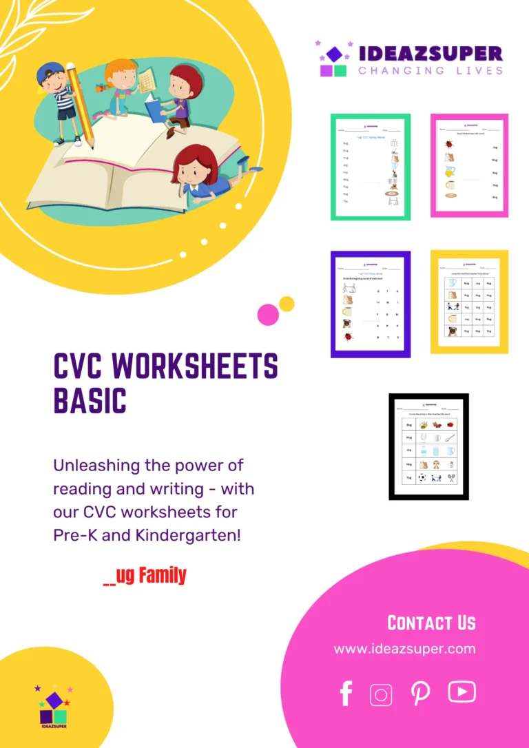 Read & Match CVC Activities for Preschoolers – No Writing Phonics Worksheets | IdeazSuper