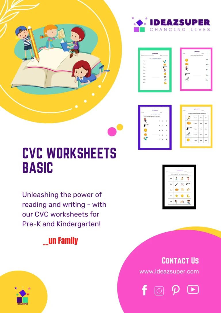 Read & Match CVC Activities for Preschoolers – No Writing Phonics Worksheets | IdeazSuper