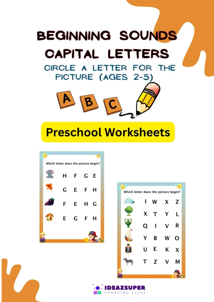 Beginning sound Capital letters - Circle a letter for the picture