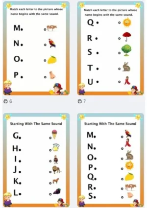 Beginning sound Capital letters – Match the letter with picture (Ages 2-5)