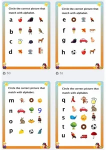 Beginning sound Small letters - Circle a letter for the picture (Ages 2-5)