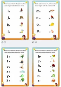 Beginning sound Small letters - Match the letter with picture