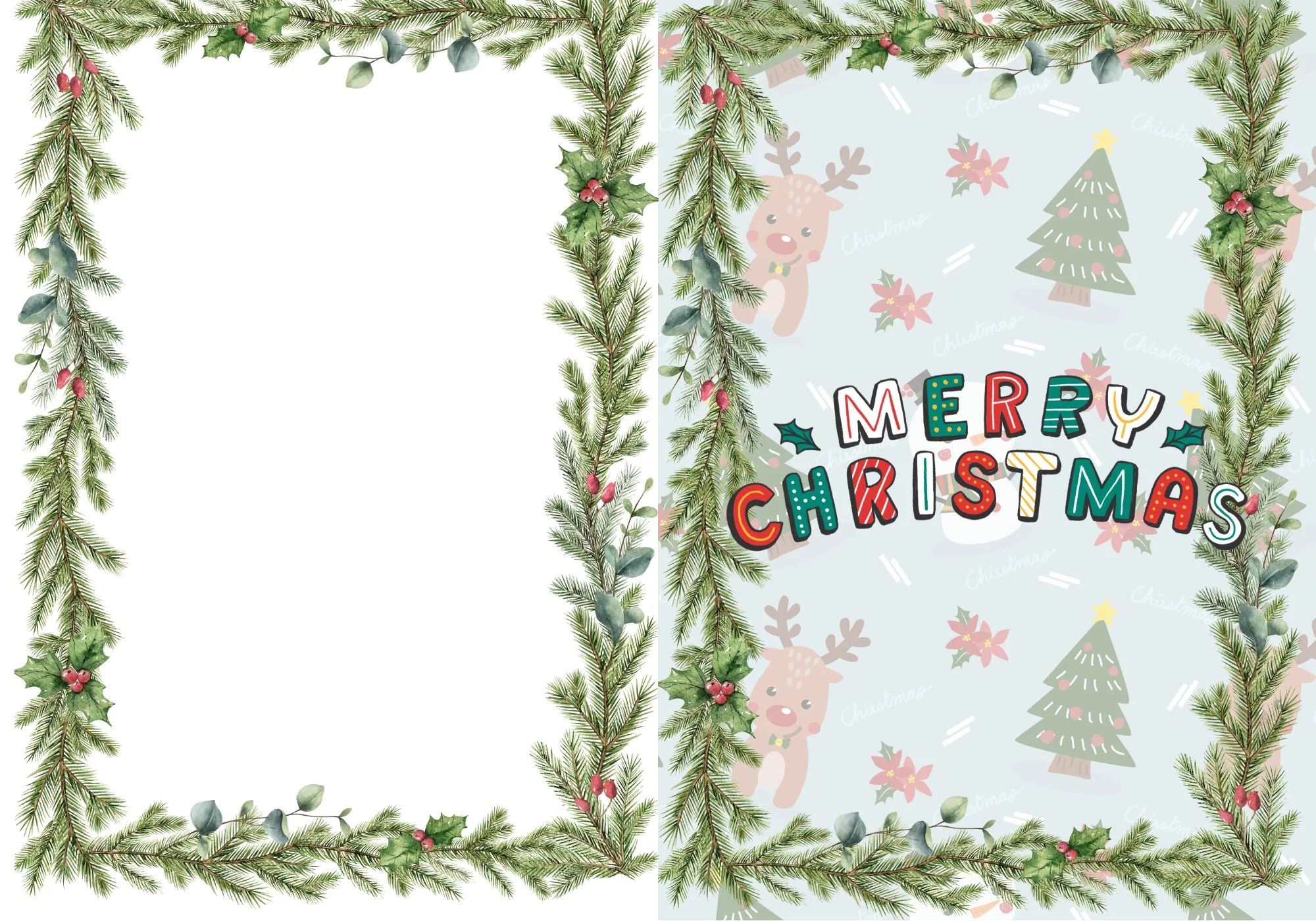 Christmas day card template printable for kids 