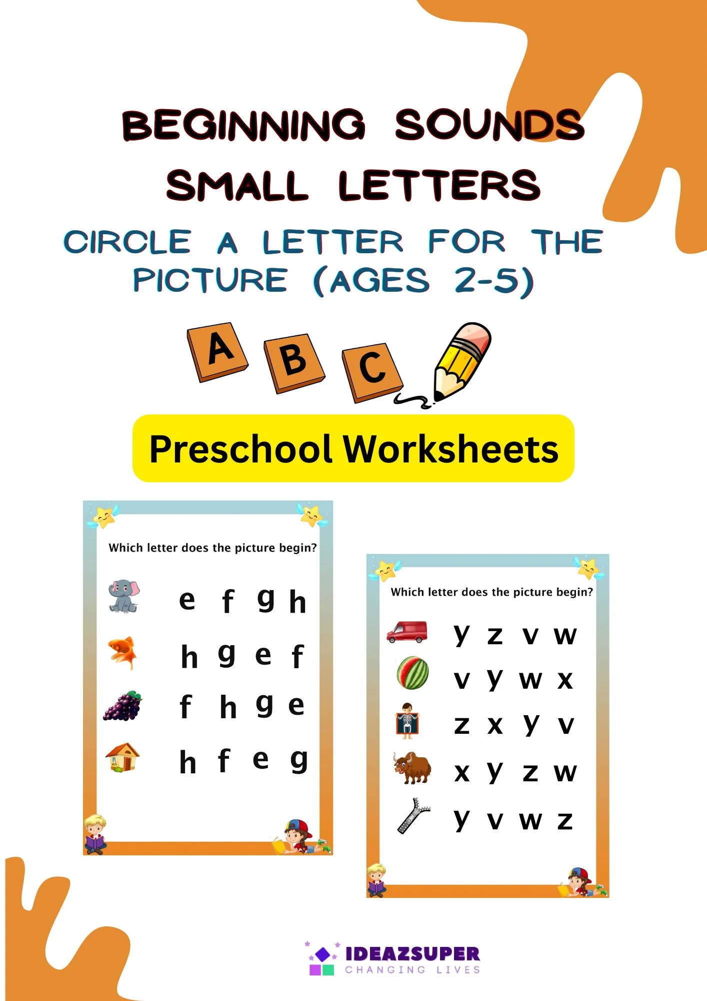 Beginning Sound Small Letters – Circle a Letter for the Picture (Ages 3 ...