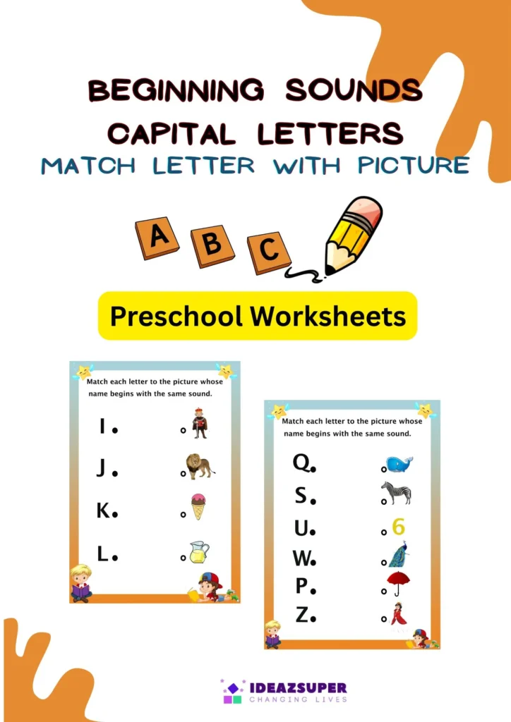 Capital Letter Beginning Sound Worksheets for Kids