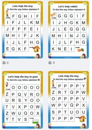 Alphabet identification Capital letters (2-5 Years) – Find the path