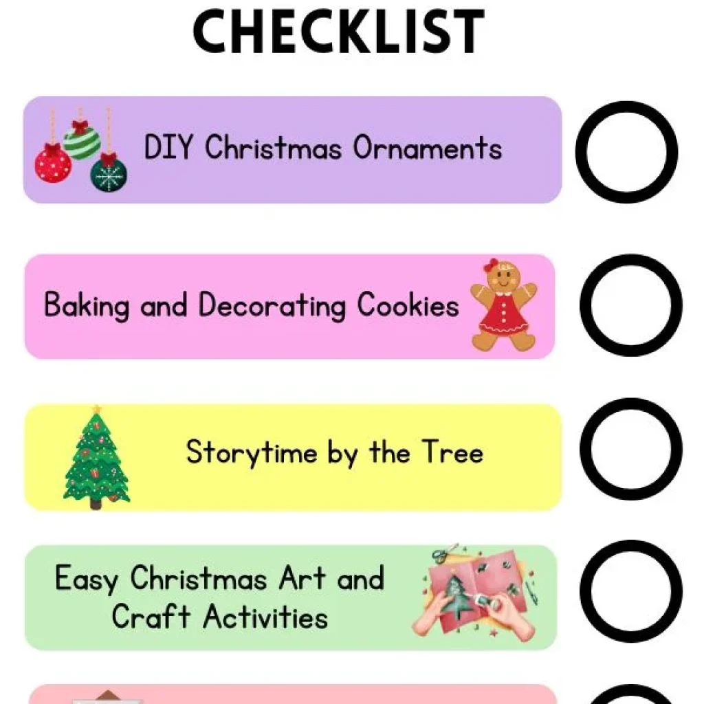 christmas day preschool checklist
