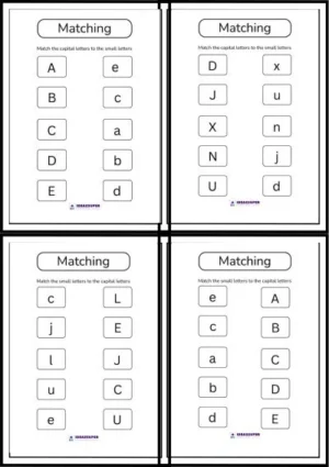 Match the columns for connecting uppercase and lowercase letters