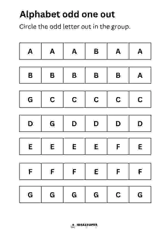 circle the odd alphabet letter, preschool worksheet