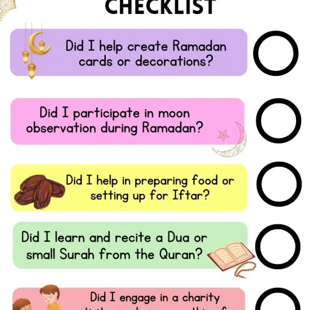 ramadan activities preschool checklist