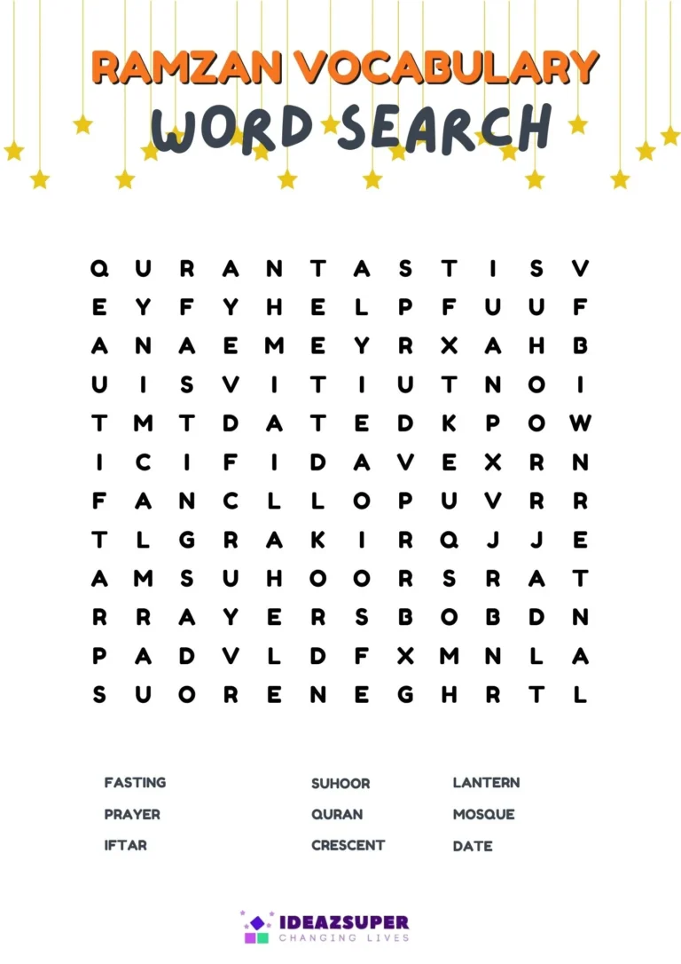 Ramadan printable worksheet for preschool kids, sample page 2