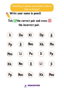 Connecting Uppercase and Lowercase letters - Tick or cross - 3 to 5 years old