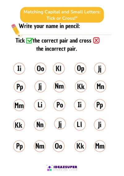 Connecting Uppercase and Lowercase letters - Tick or cross - 3 to 5 years old