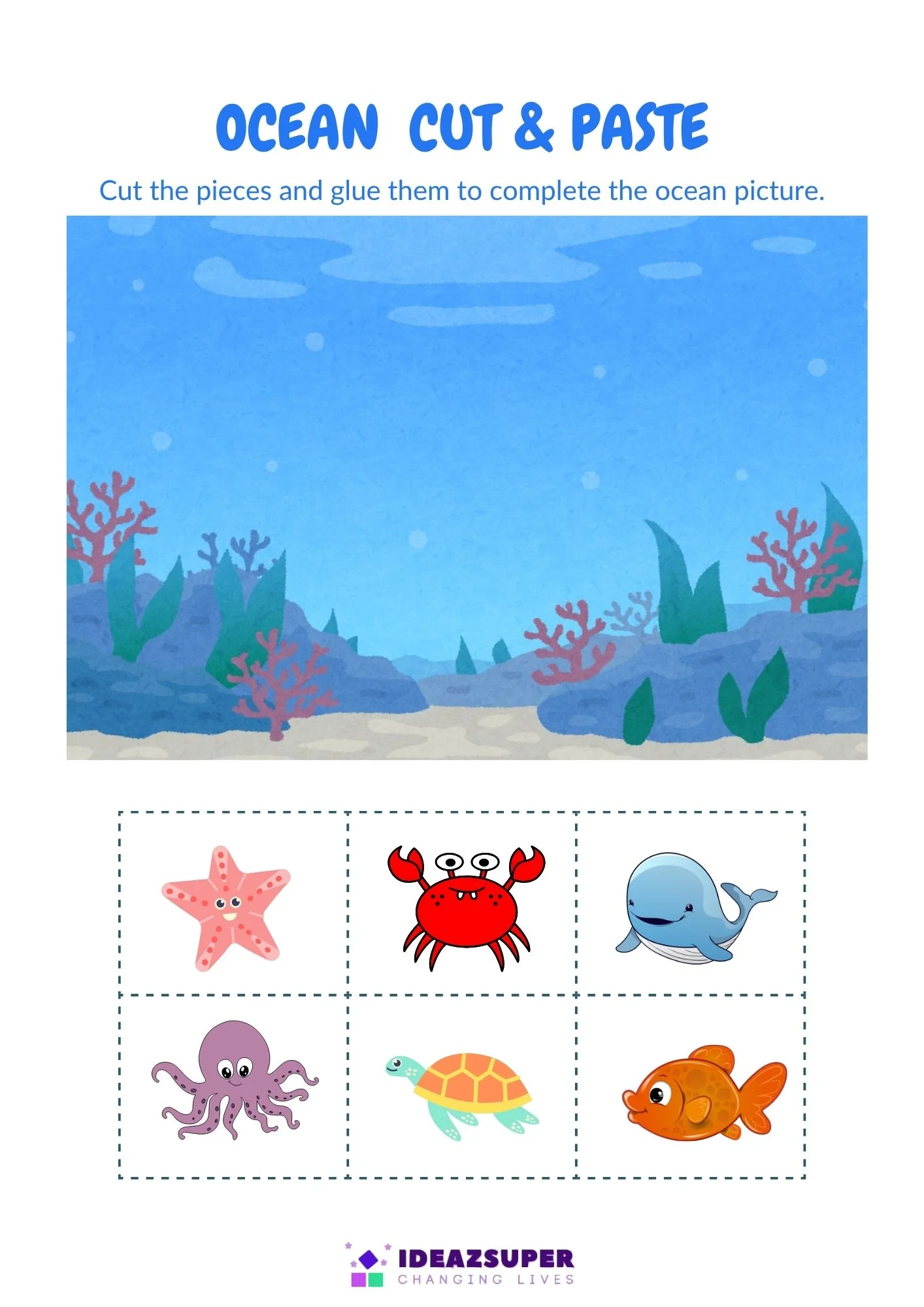 World Ocean Day ideazsuper preschool worksheet