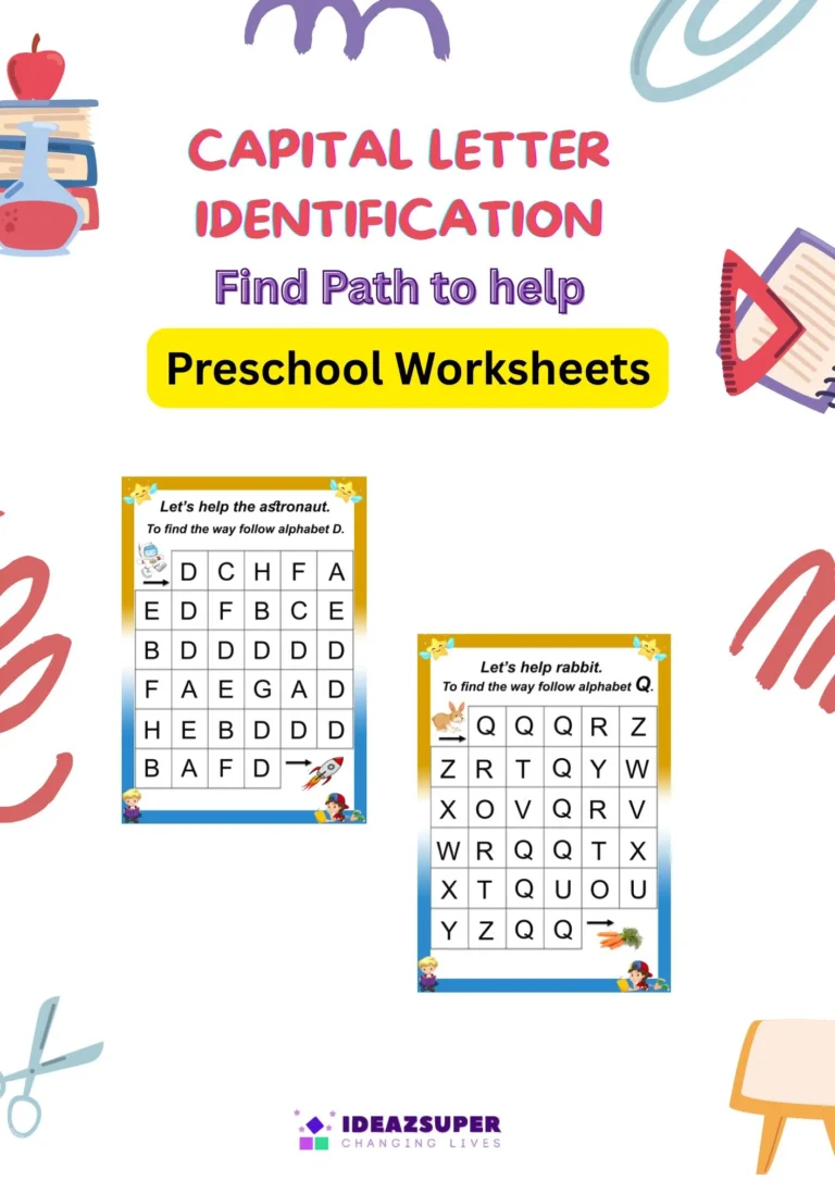 Alphabet identification Capital letters (2-5 Years) - Find the path