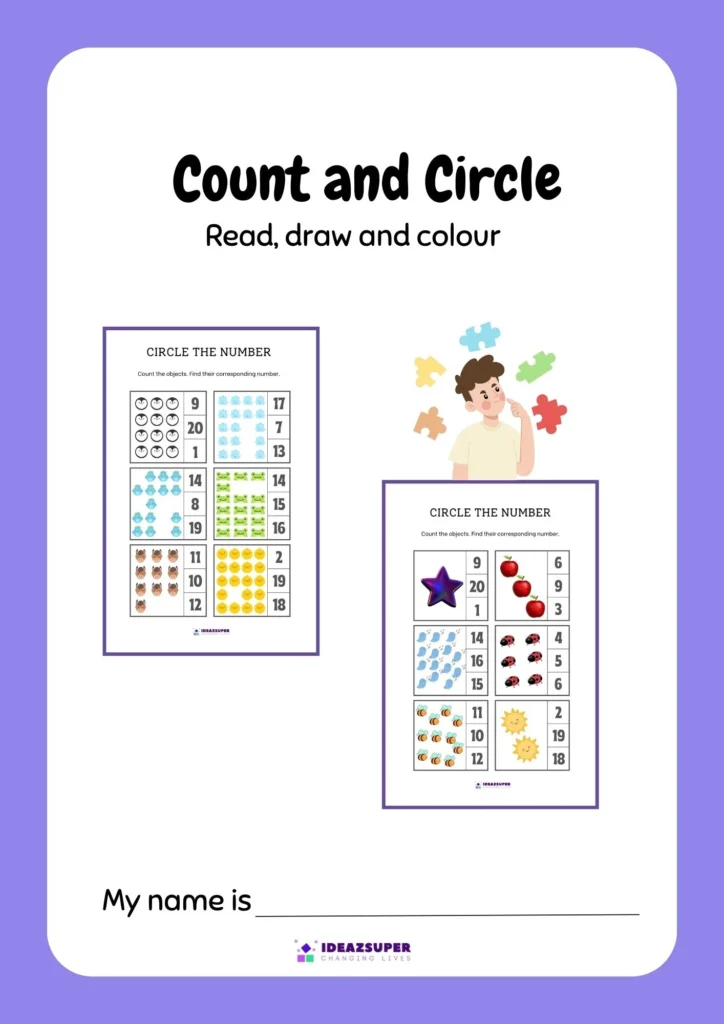 Count and circle worksheets for preschool