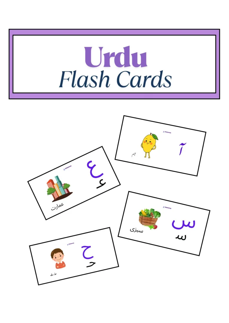 Urdu Alphabet Flash Cards