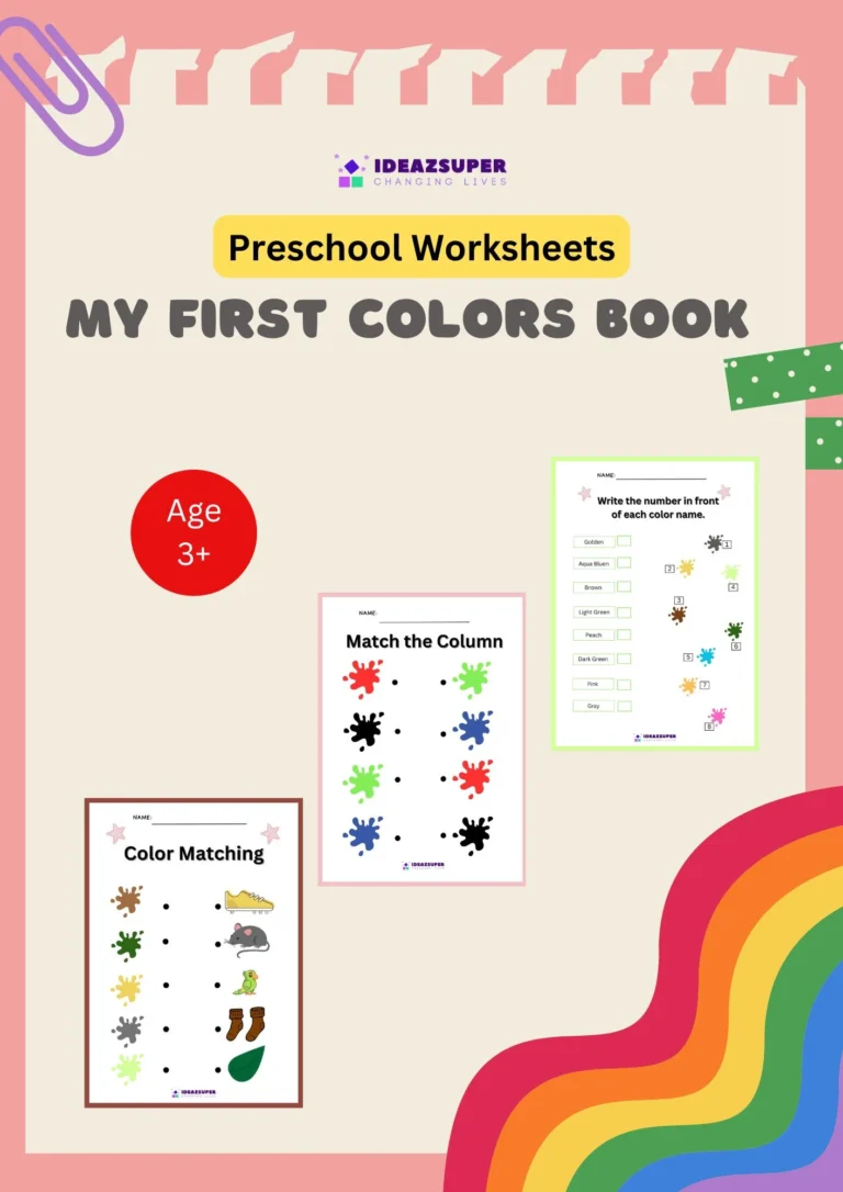 Color Recognition Worksheets for Preschool (English)