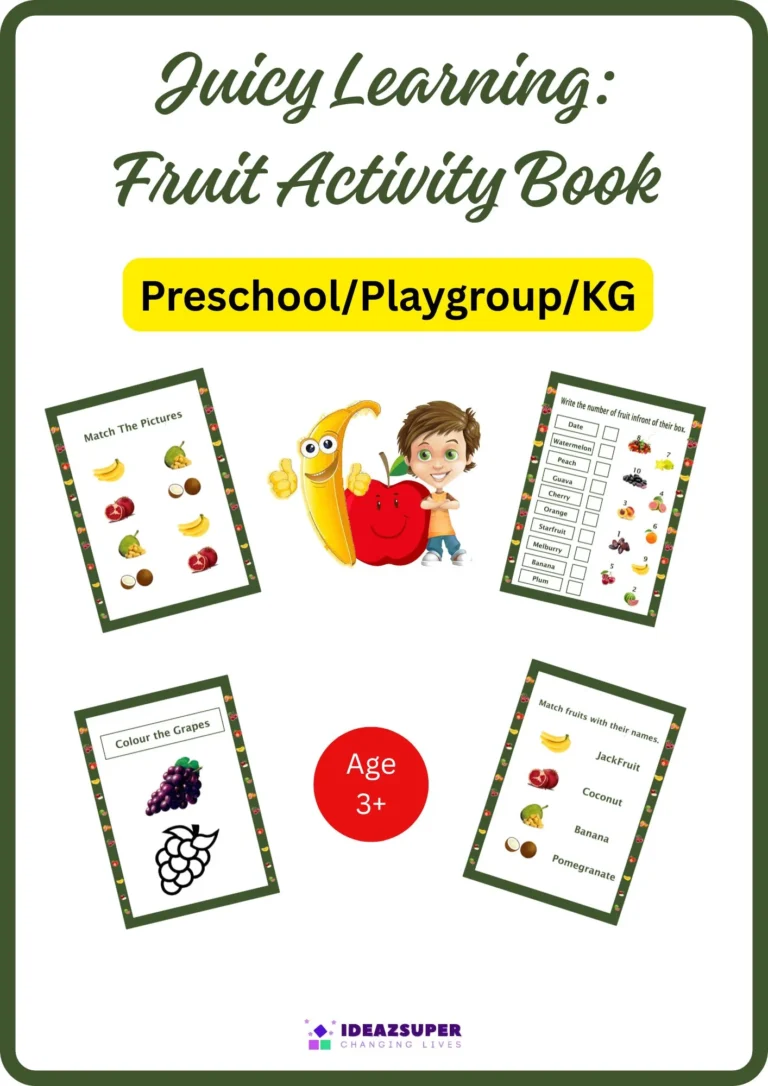 Fruits Name Worksheets for Preschool (English)