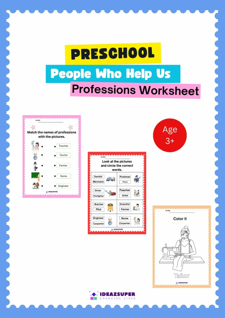 Community Helpers and Professions Worksheets for Preschool