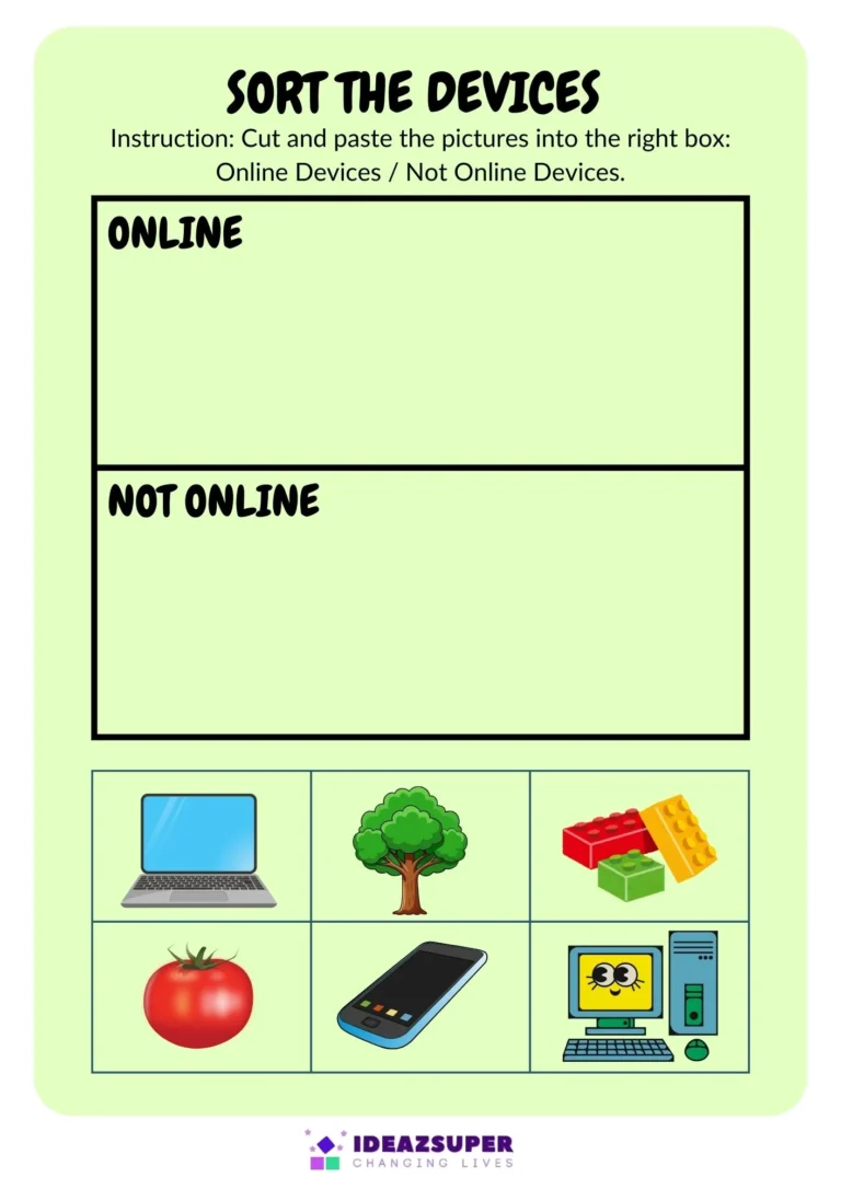 Data Privacy Day worksheet: sort the devices online and not online