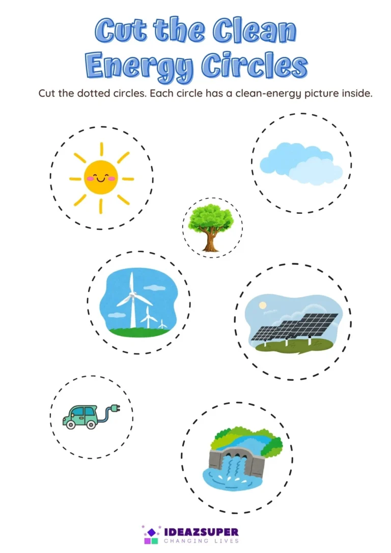 Clean Energy Day worksheet: cut the clean energy circles