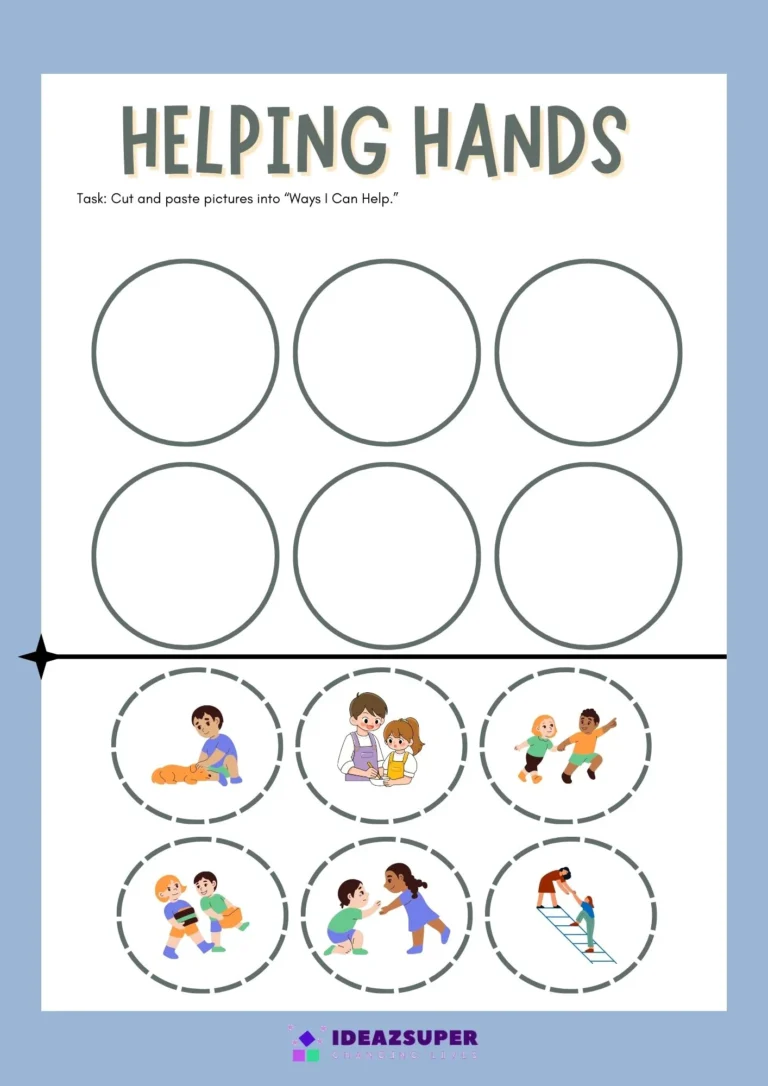 Holocaust Remembrance Day worksheet: helping hands cut and paste