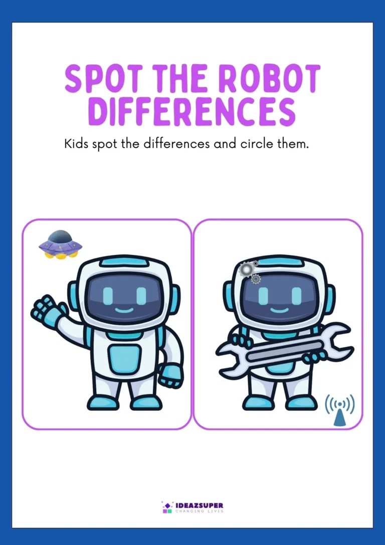 Science Fiction Day worksheet: spot the robot differences
