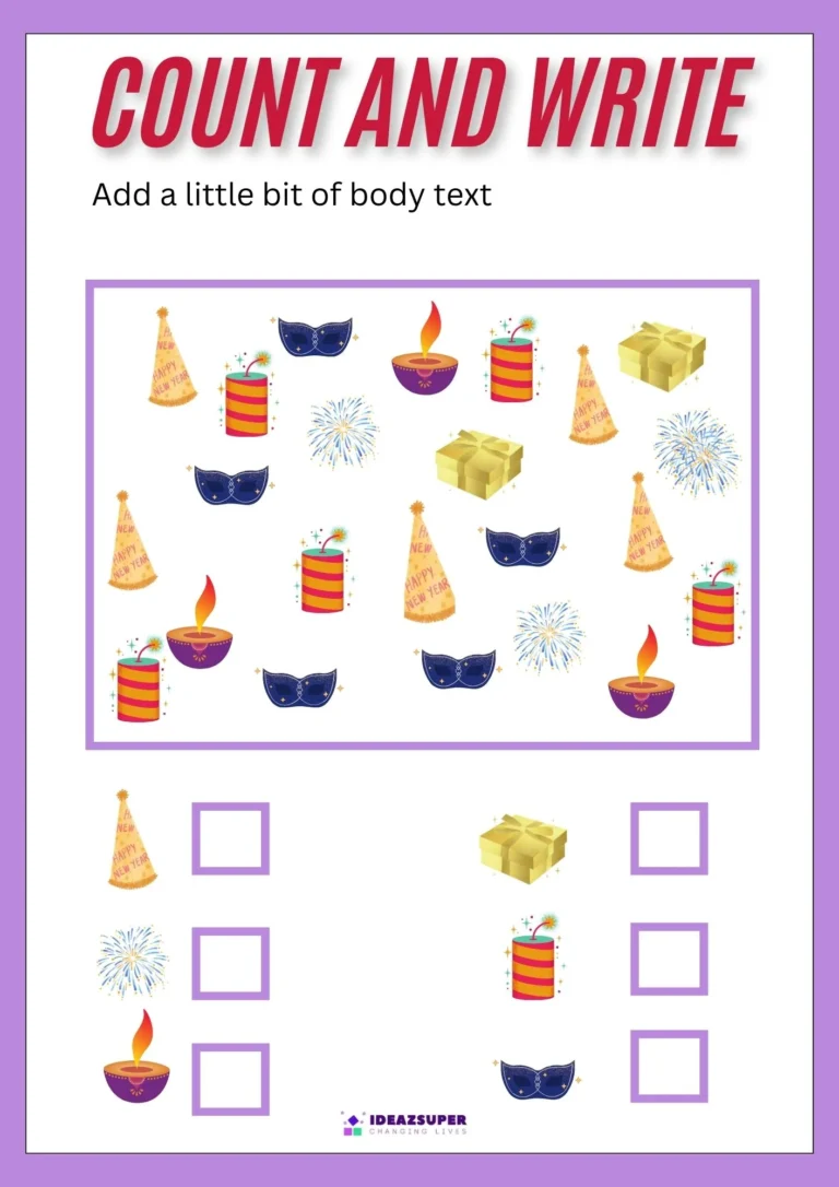 New Year worksheet: count and write