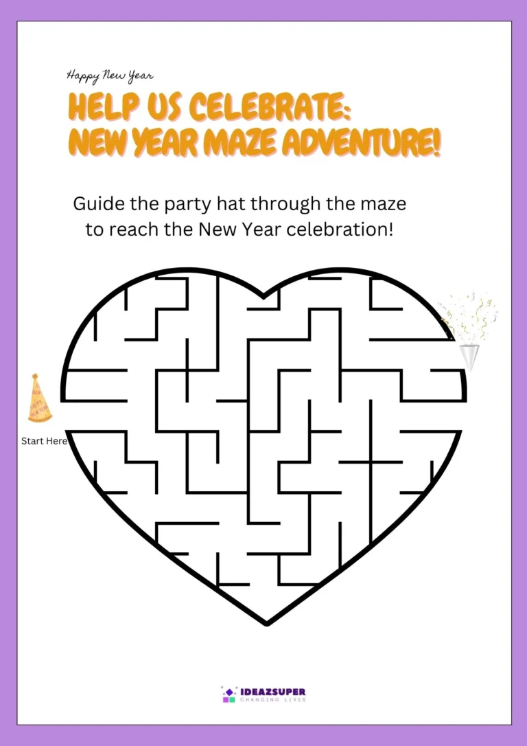 New Year maze: help the party hat reach the celebration