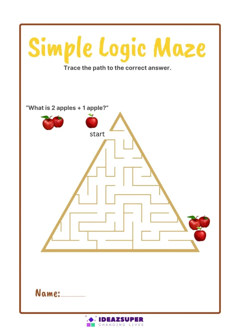World Logic Day simple logic maze worksheet