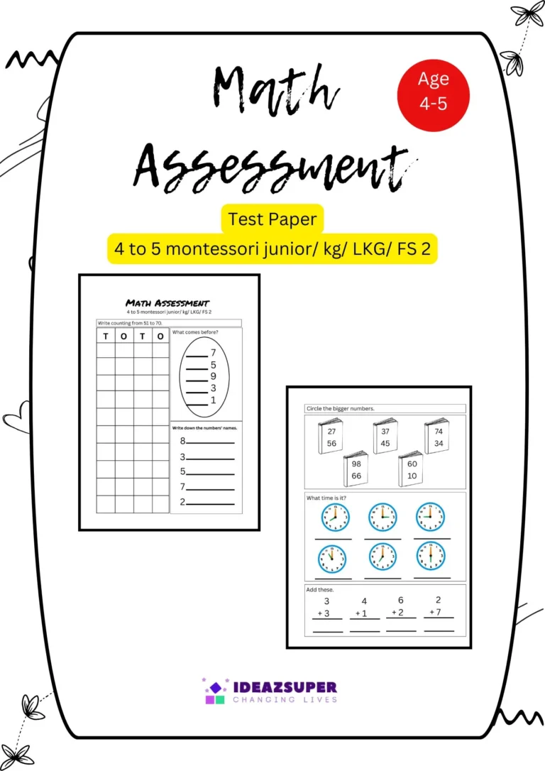 Math Assessment Worksheets for Montessori