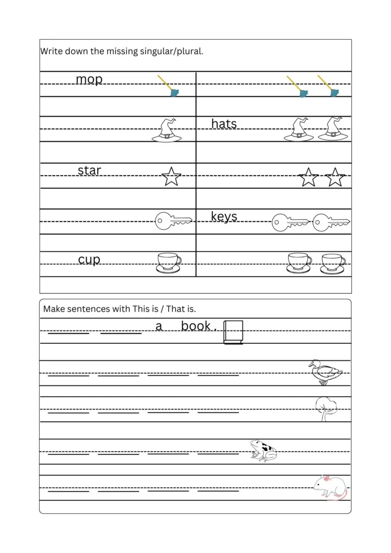 English Assessment Test 1 for Age 5+ (Free PDF) sample page 2