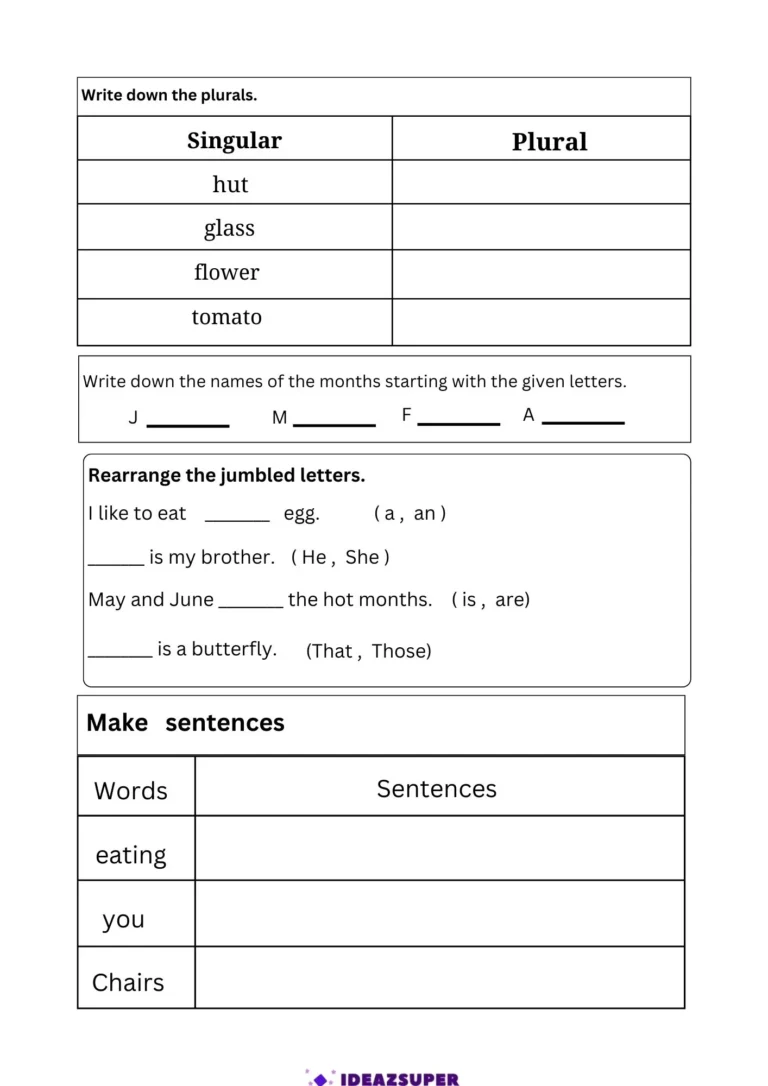 English Assessment Test 1 for Age 6+ (Free PDF) sample page 2