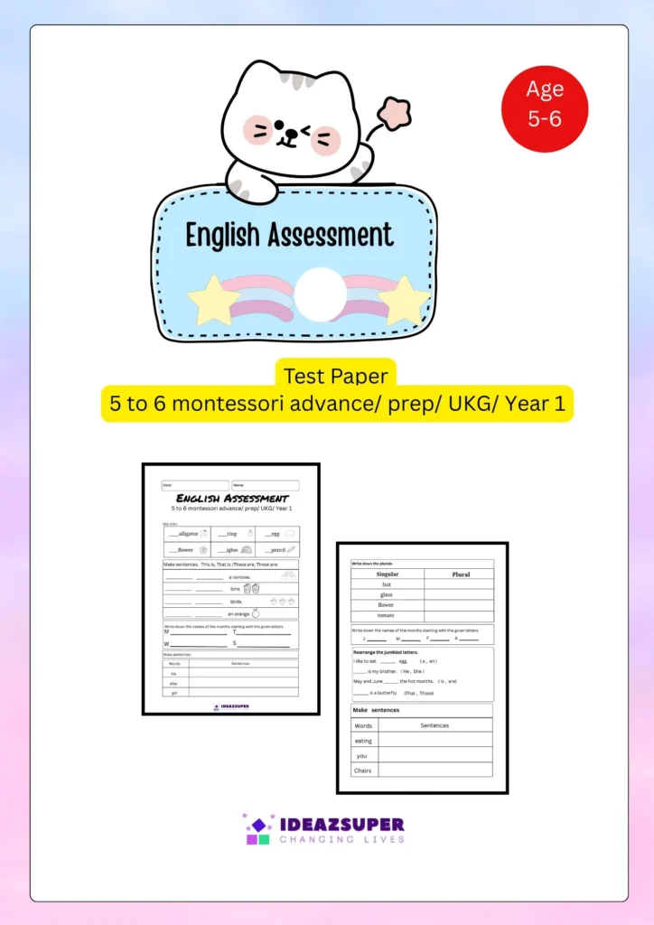 English assessment worksheets