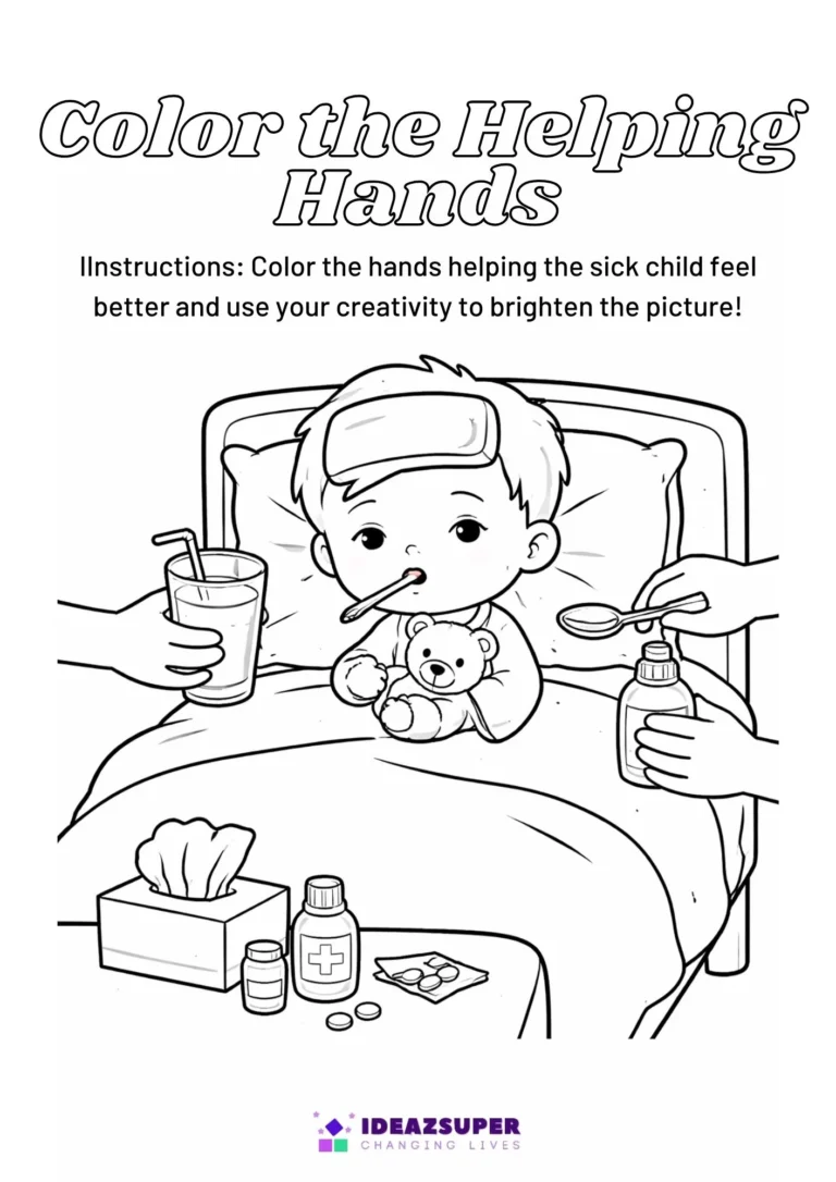 Childhood Cancer Day worksheet: colour the helping hands