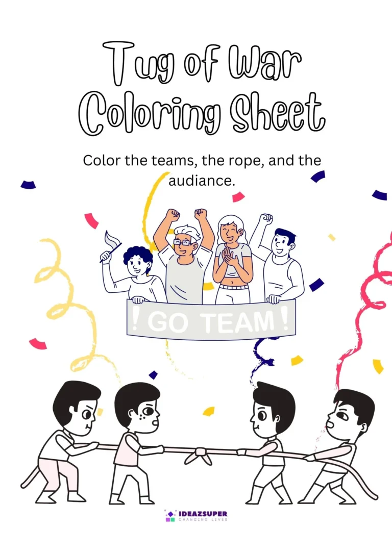 Tug of War Day colouring sheet