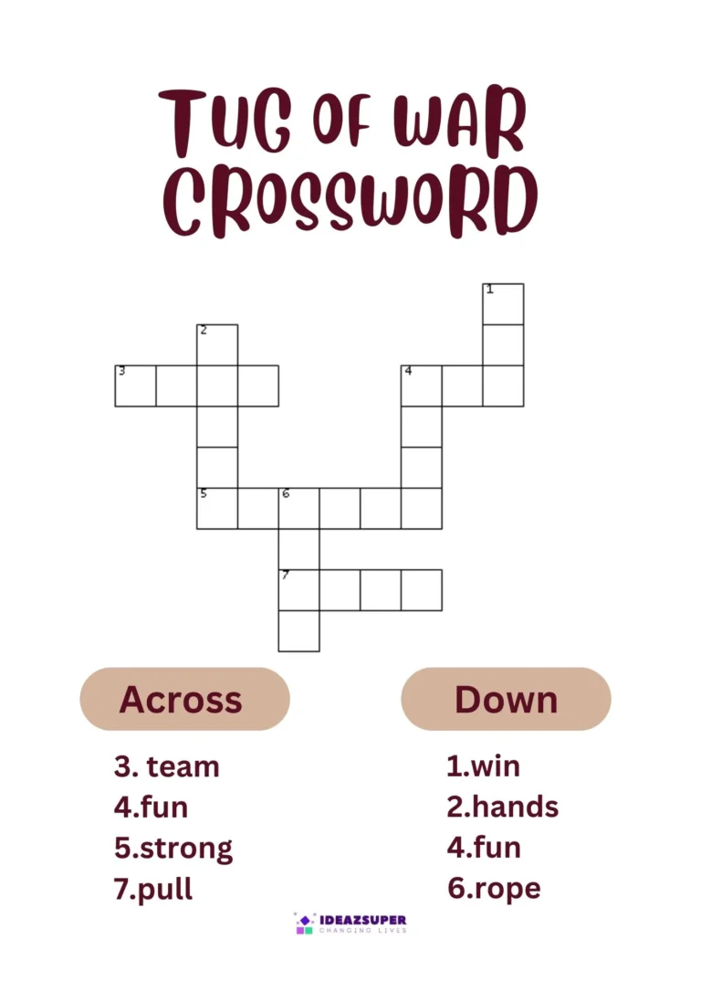 Tug of War Day crossword worksheet