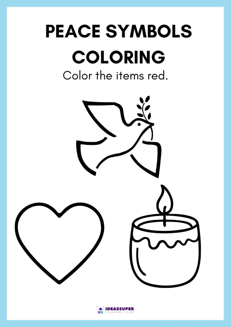 Kashmir Solidarity Day worksheet: peace symbols colouring