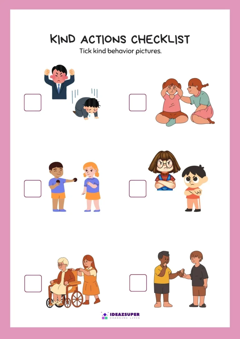Kashmir Solidarity Day worksheet: kind actions checklist