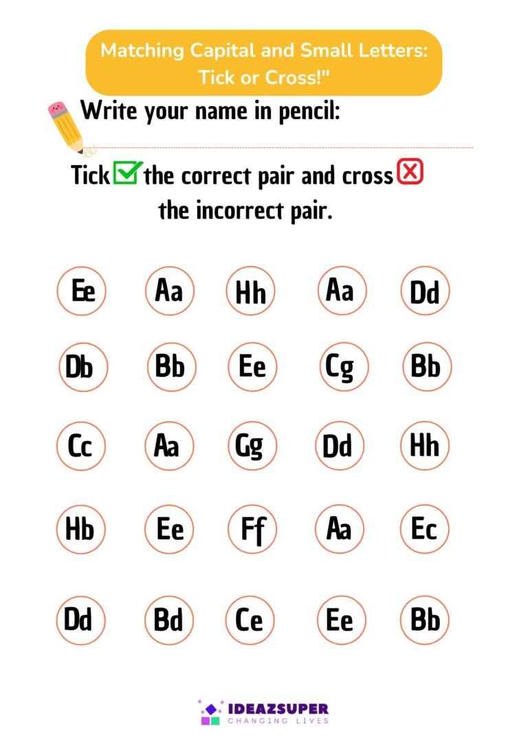 Tick or Cross Letter Matching Worksheets sample page 1