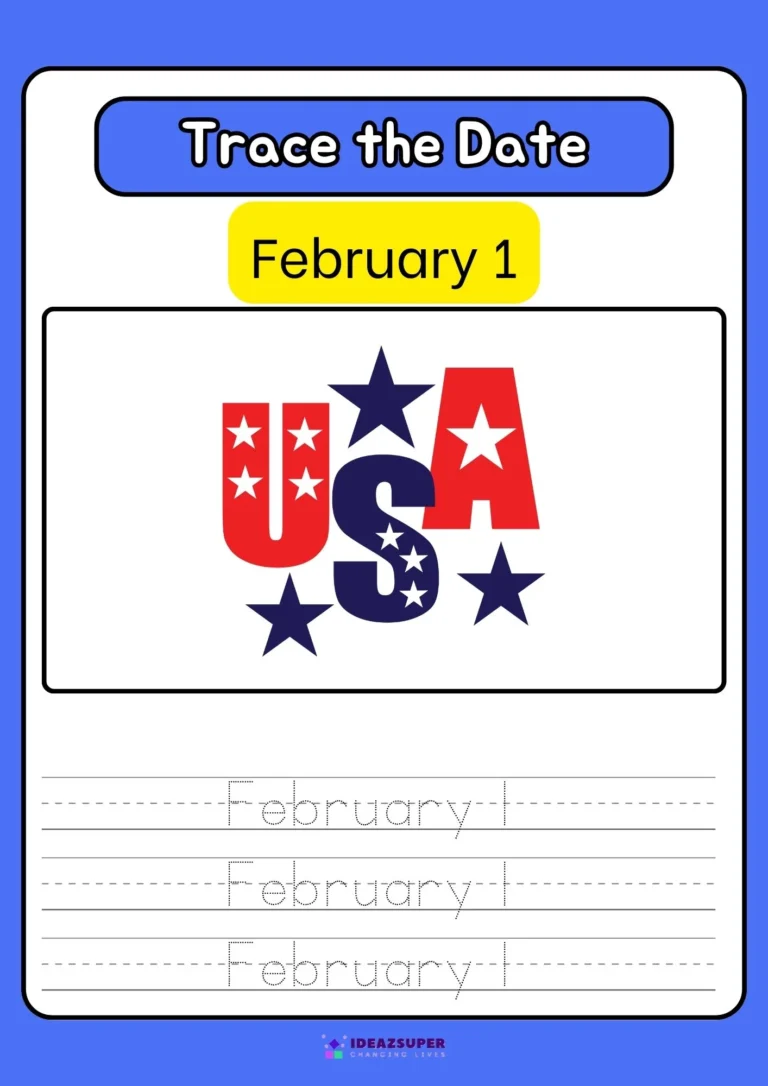 National Freedom Day worksheet: trace the date February 1