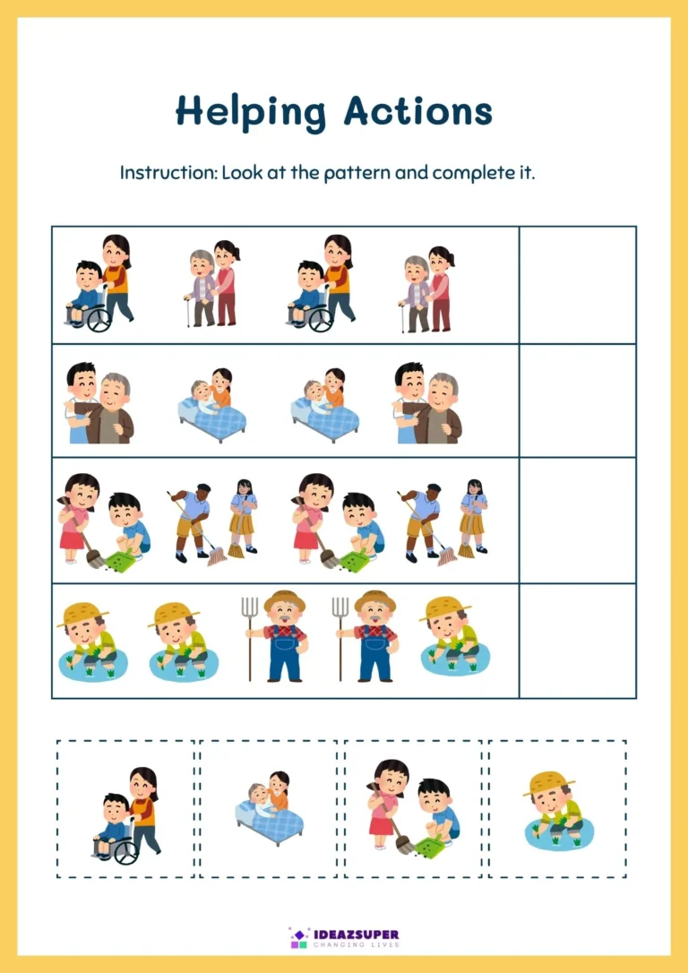 National NGO Day worksheet: helping actions pattern