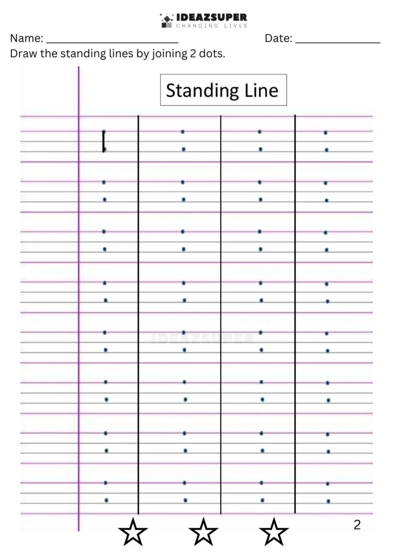 4-line notebook line tracing worksheet sample page 1