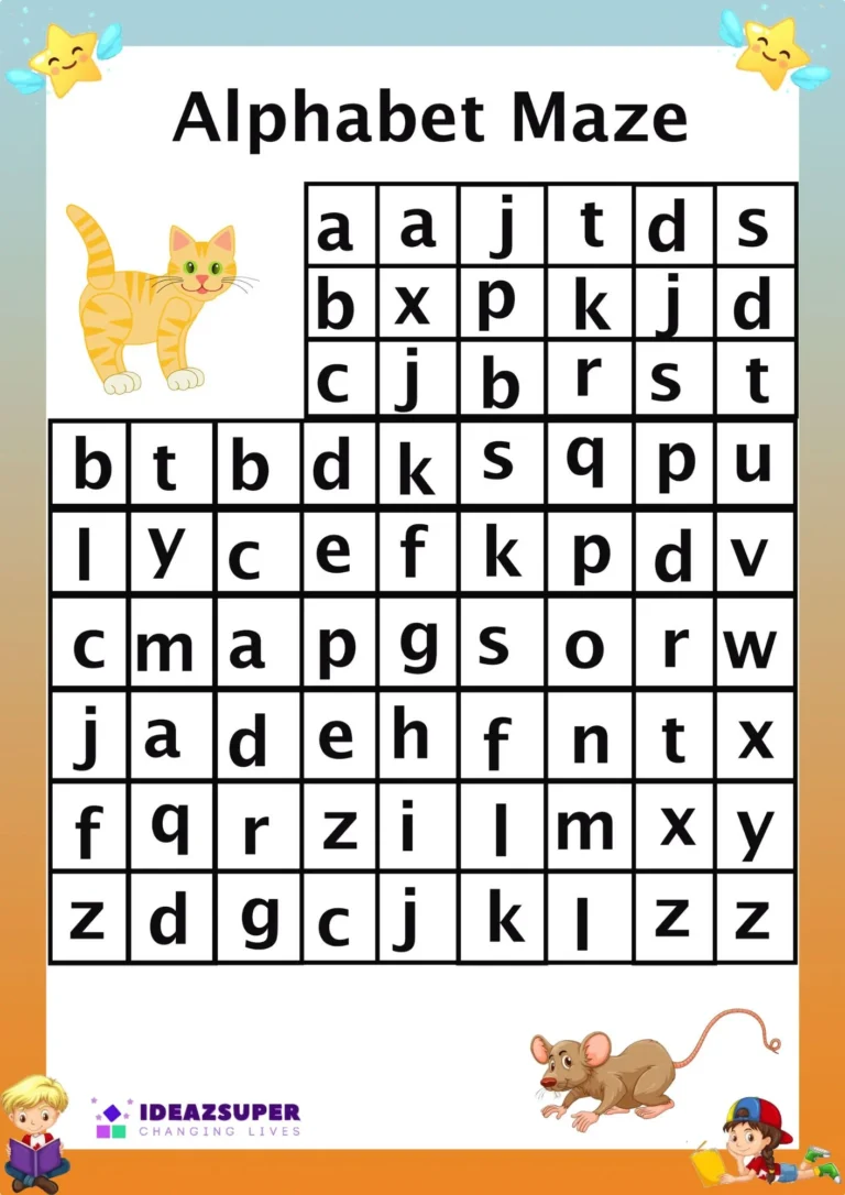 Small Letter ABC Maze Worksheets sample page 1