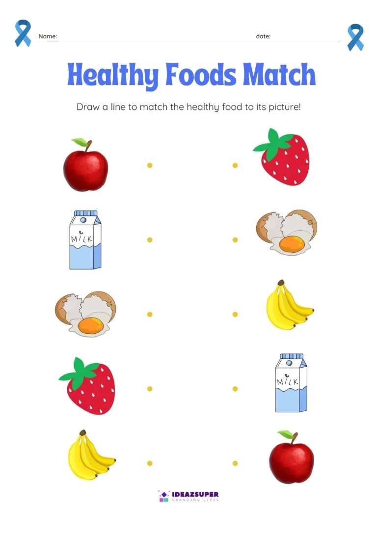 World Cancer Day worksheet: healthy foods match