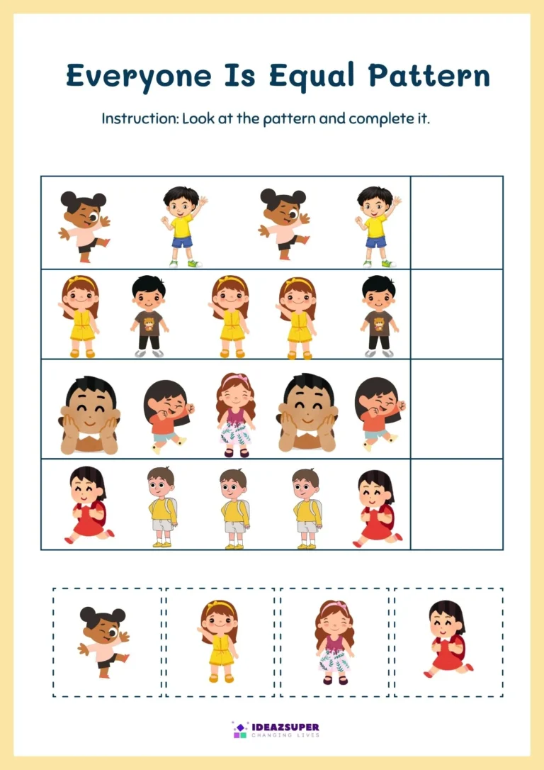 World Day of Social Justice worksheet: everyone is equal pattern