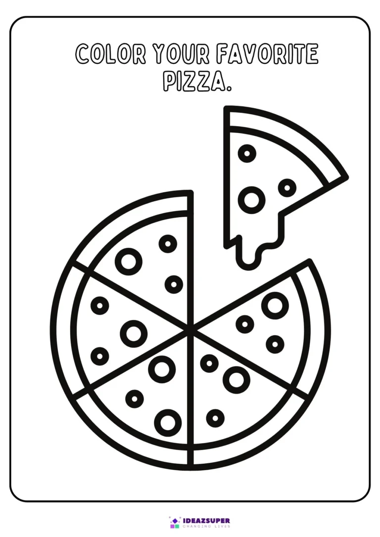 National Pizza Day colouring page: colour your favourite pizza